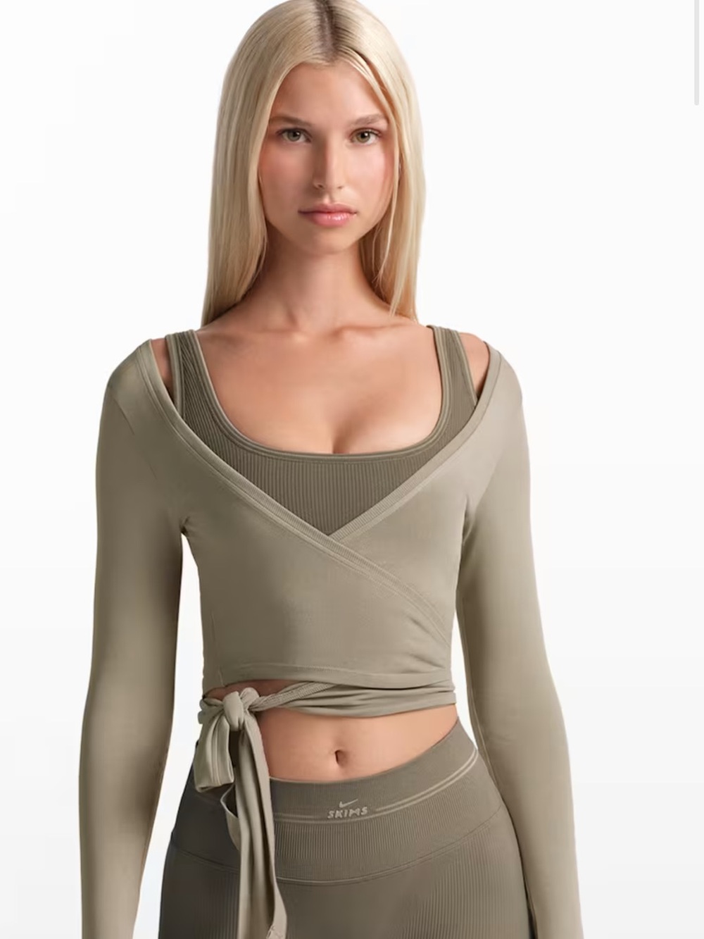 NIKE SKIMS Wrap-Front Long Sleeve Crop Top